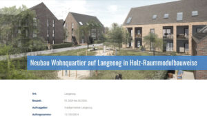 Neuer Wohnraum mit über 40 Mieteinheiten wird laut Planung auf Langeoog entstehen. Quelle: www.hofschroeer.de.